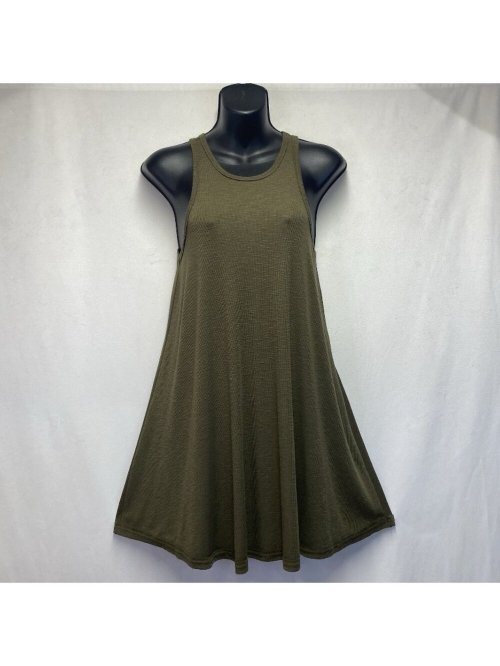 Free People Beach LA Nite Ribbed Knit Racerback Tank Dress Women Small Olive